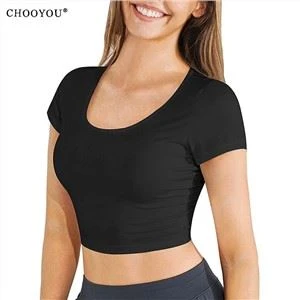 Low Cut Crew Neck Yoga Sport Top