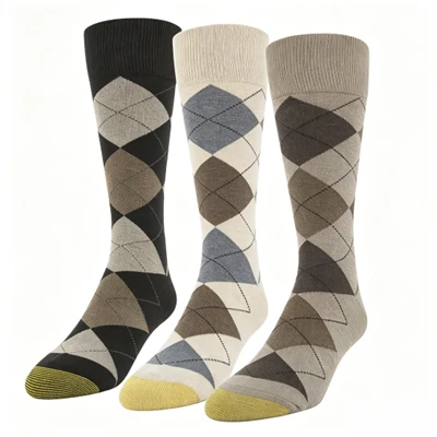 CHOOYOU Mens Carlyle Argyle Crew Dress Strumpor